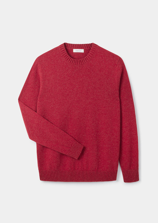 Poppy Red Lambswool Crew Neck Jumper | Men’s Knitwear | SIRPLUS