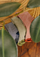Red Cotton Herringbone Socks