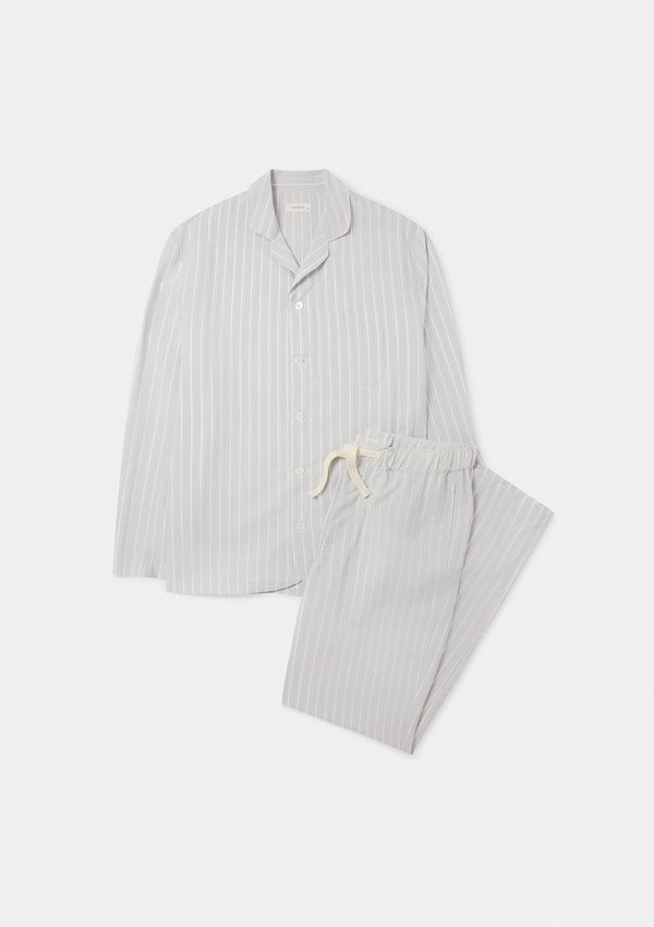 White and Blue Cotton Silk Pyjamas, Pyjamas - SIRPLUS