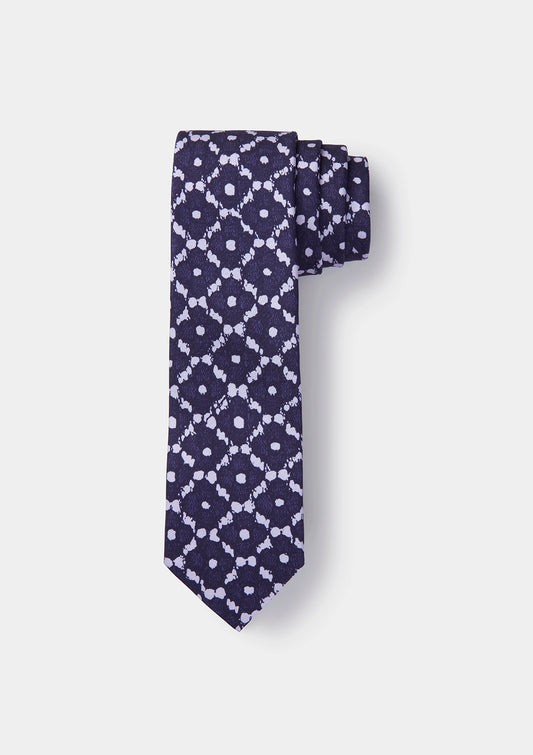 Purple Flora Print Silk Tie, Tie - SIRPLUS