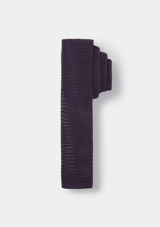 Aubergine Silk Knitted Tie