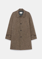 Brown Herringbone Harris Tweed Wool Overcoat, Coats - SIRPLUS