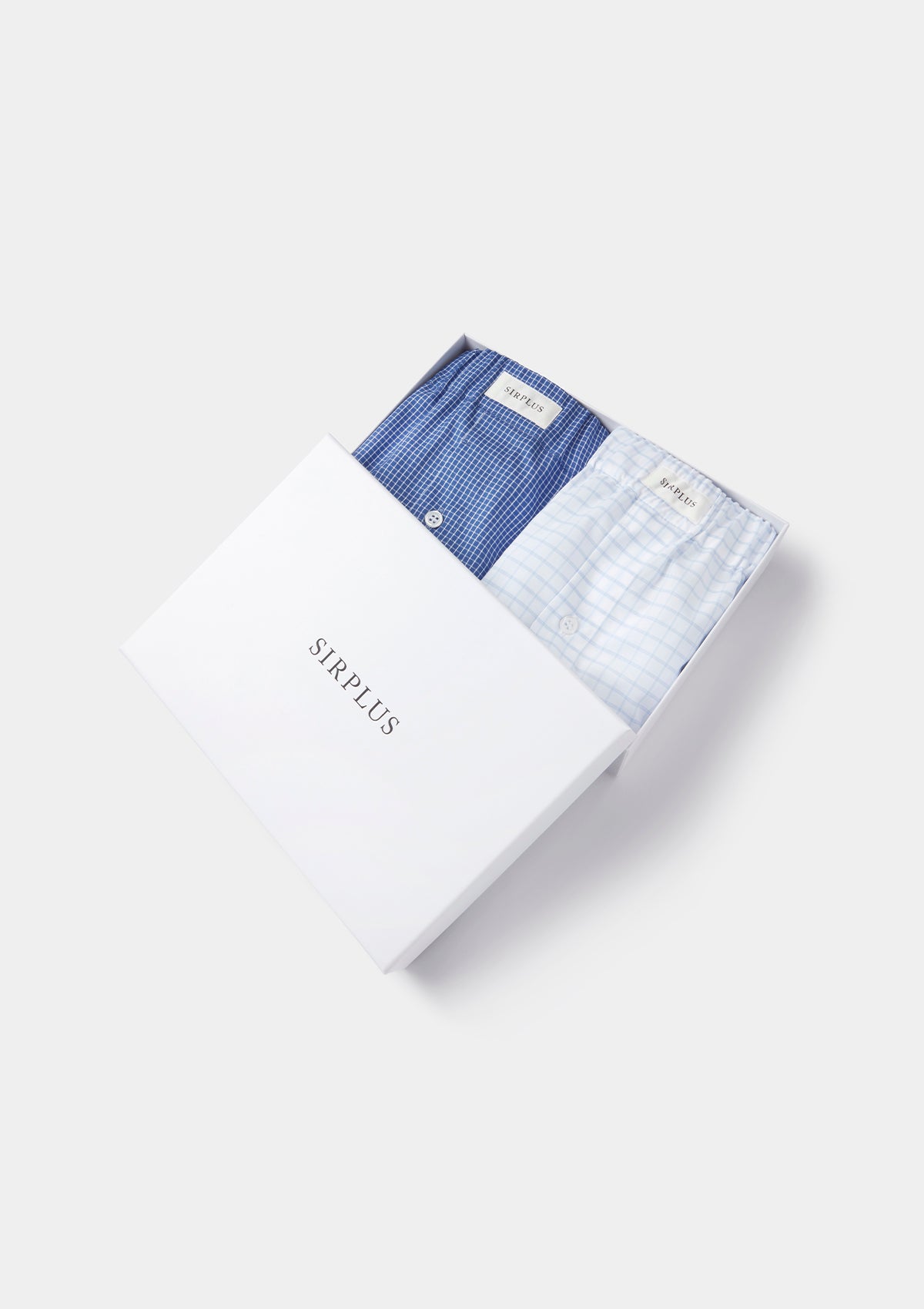 Blue Grid Cotton Boxer Shorts Gift Box