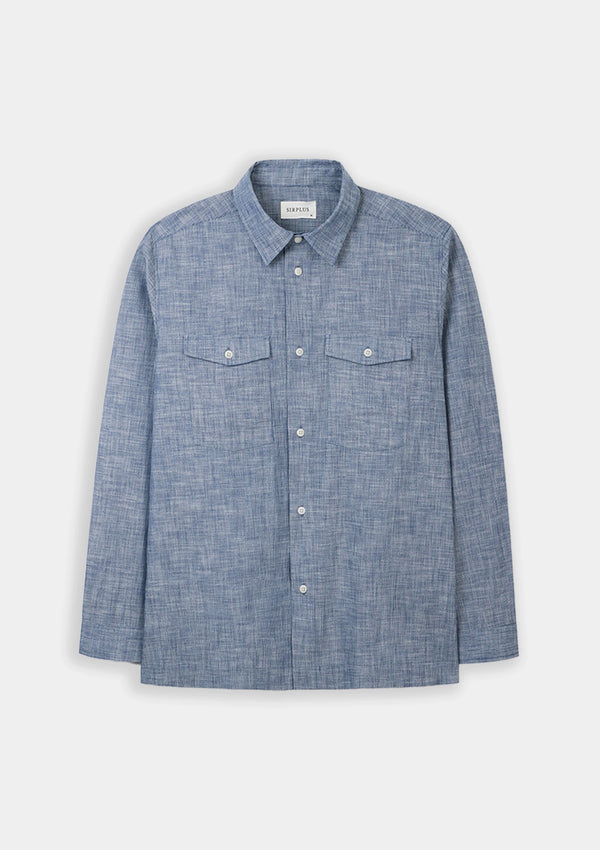 Blue Pinstripe Casual Shirt, Overshirt - SIRPLUS