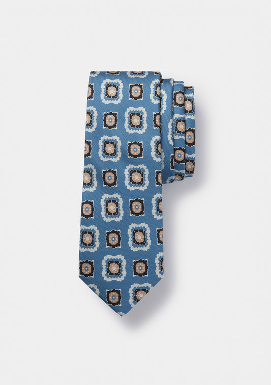 Blue Tile Print Tie