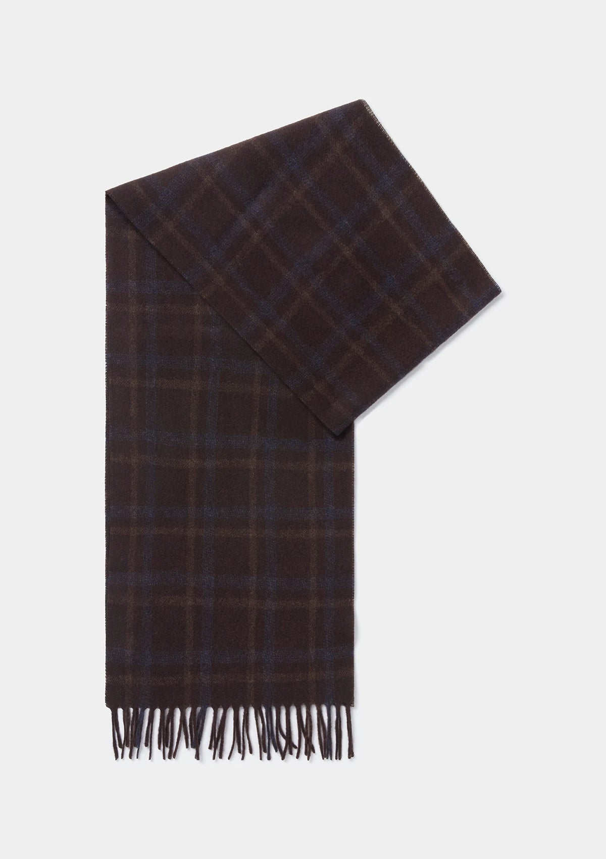 Brown Check Lambswool Scarf, Scarves - SIRPLUS