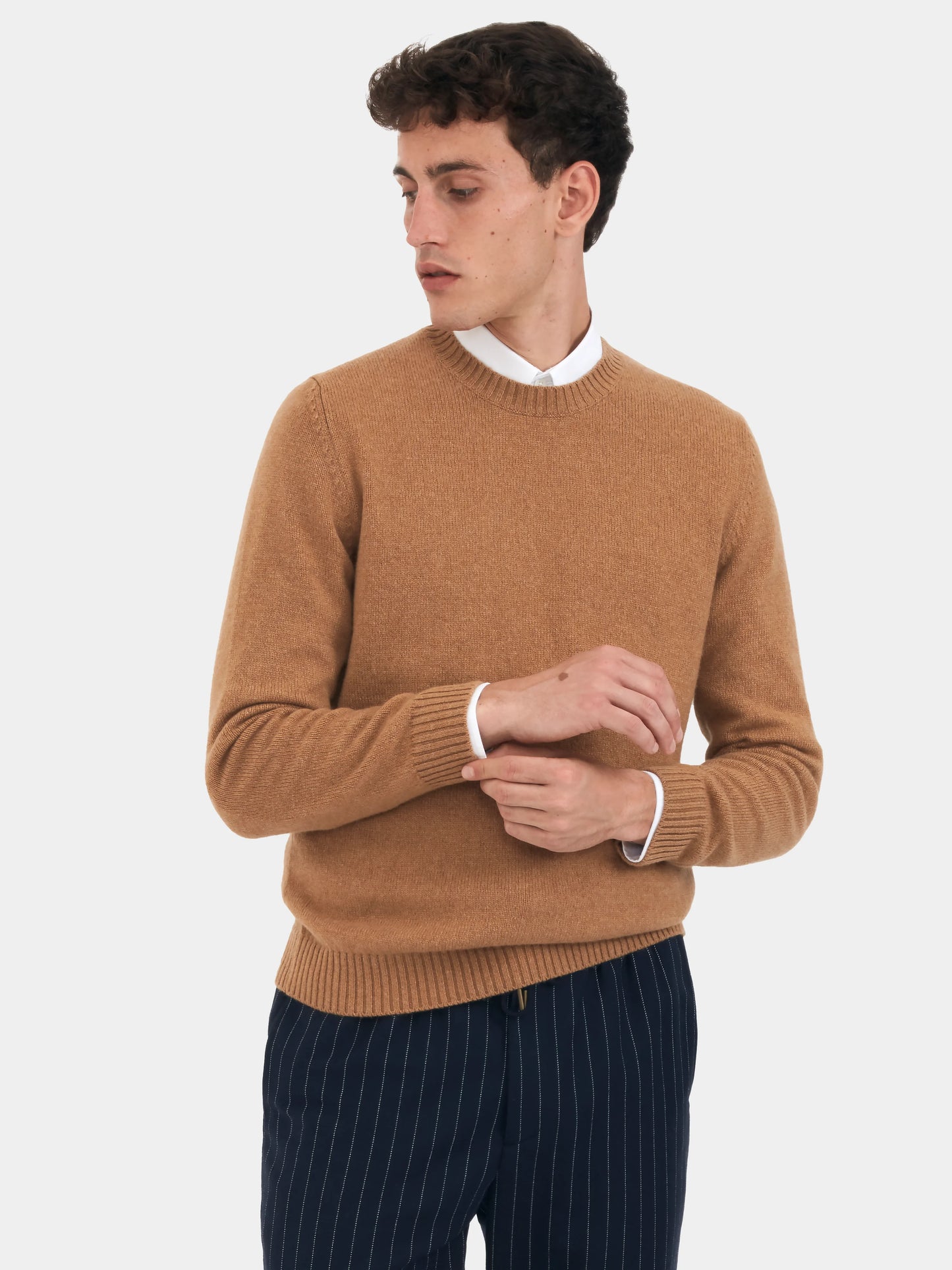 Camel Cashmere Crew Neck Jumper, Knitwear - SIRPLUS