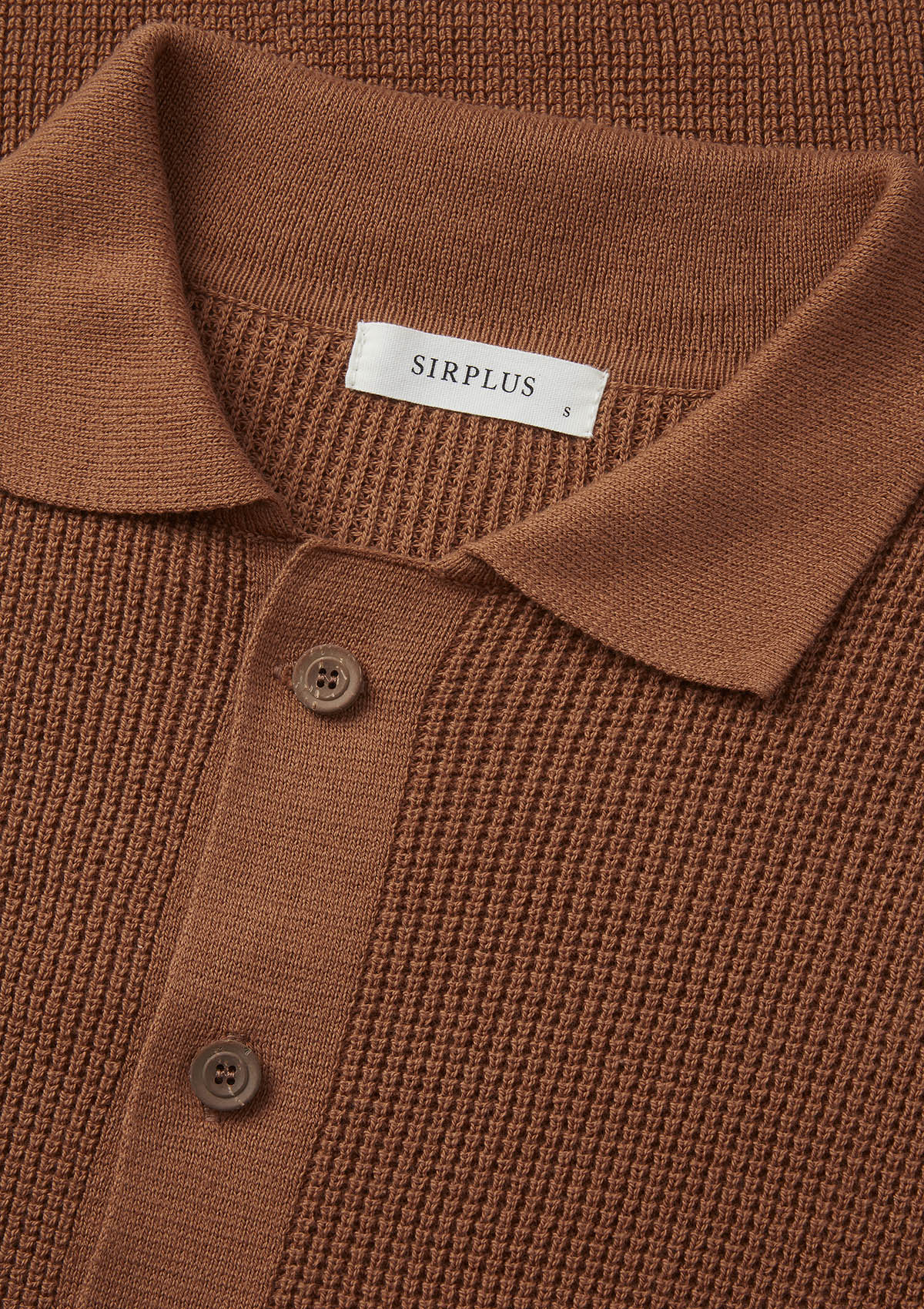 Caramel Waffle Knit Polo, Polo Shirts - SIRPLUS