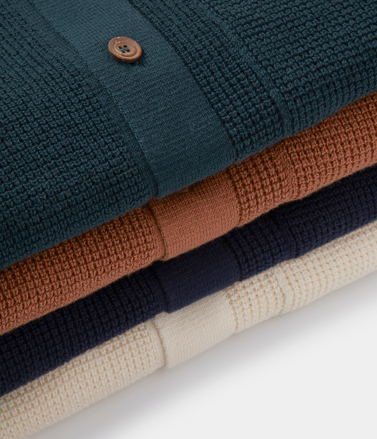 Teal Waffle Knit Polo, Polo Shirts - SIRPLUS