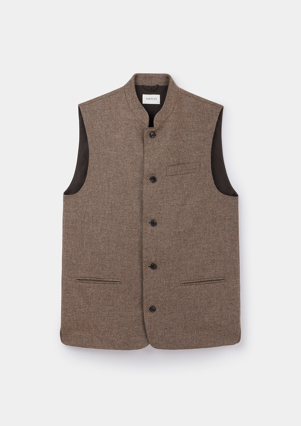 Chestnut Brown Herringbone Nehru Waistcoat