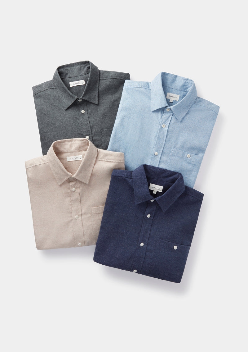 Navy Cotton Cashmere Shirt, Collar Shirt - SIRPLUS