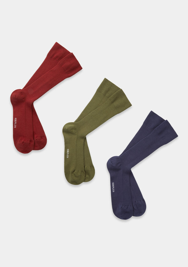 Navy Cotton Ribbed Socks, Socks - SIRPLUS