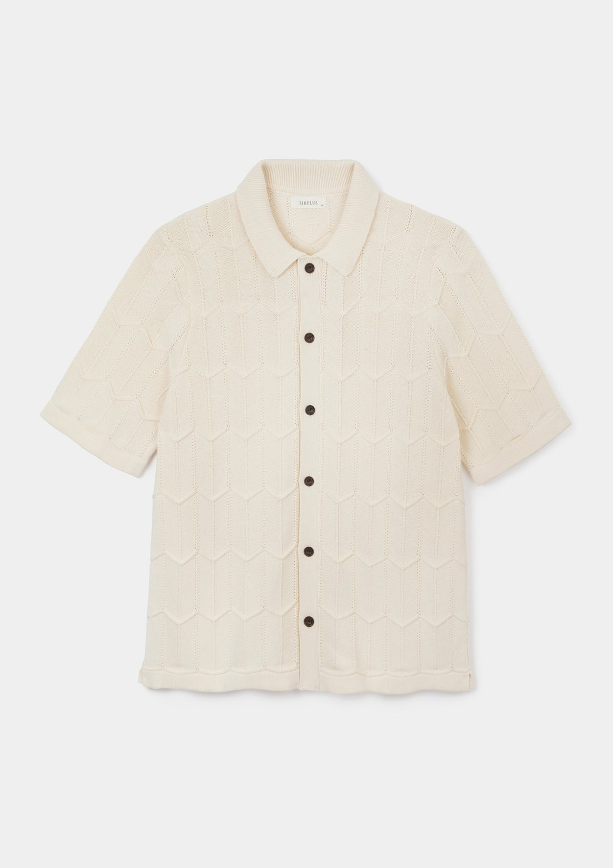 Cream Chevron Knit Polo, Polo Shirts - SIRPLUS