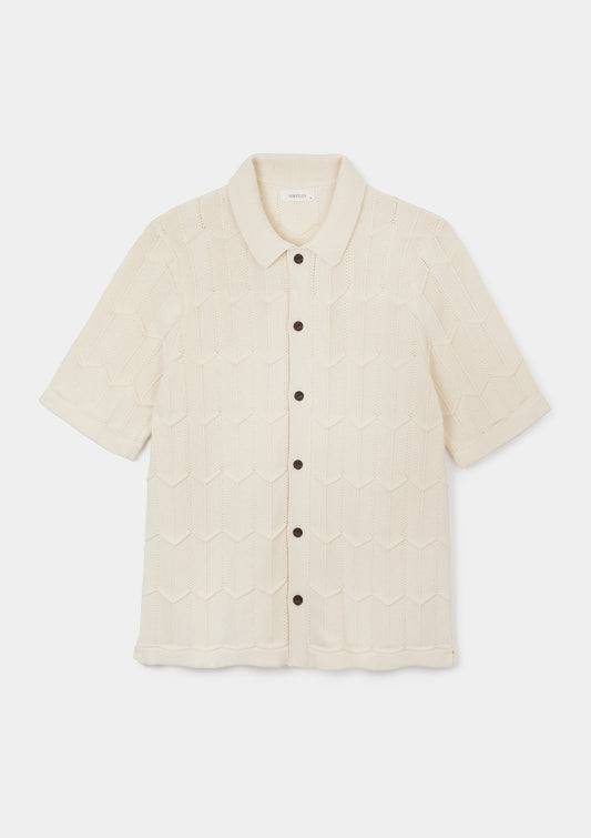 Cream Chevron Knit Polo, Polo Shirts - SIRPLUS