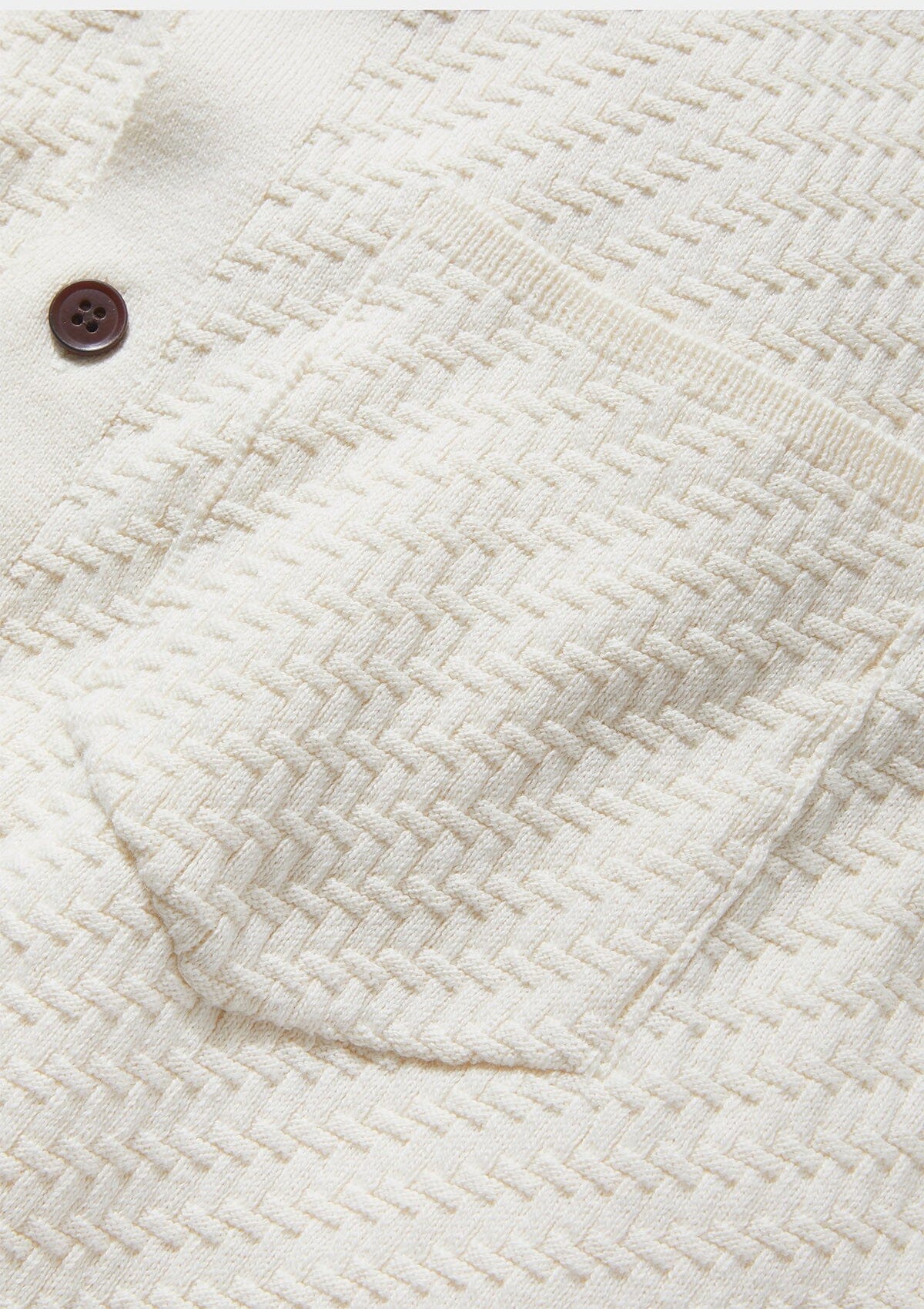 Cream Herringbone Knit Polo, Polo Shirts - SIRPLUS