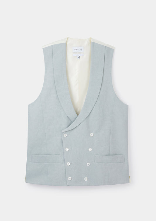 Duck Egg Shawl Lapel Double-Breasted Waistcoat, Double Breasted Waistcoats - SIRPLUS