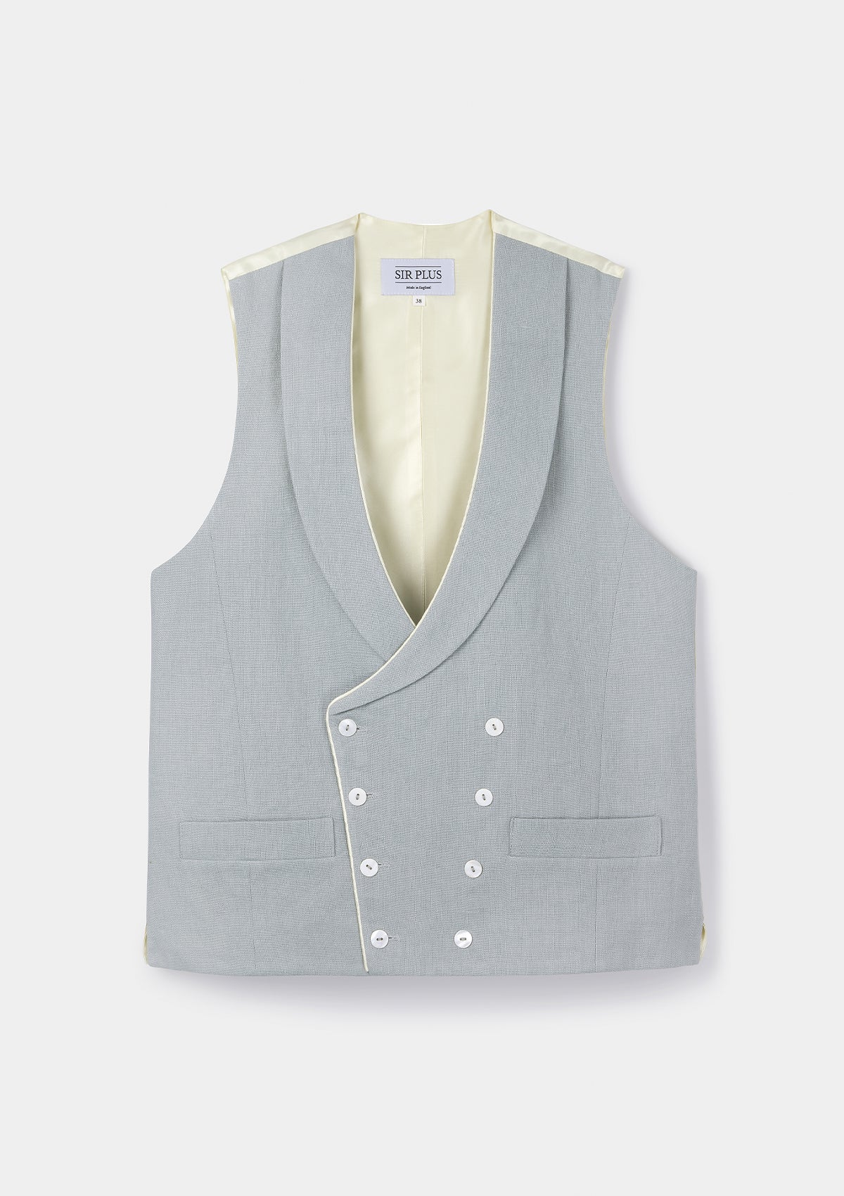 Duck Egg Shawl Lapel Double Breasted Waistcoat, Double Breasted Waistcoats - SIRPLUS