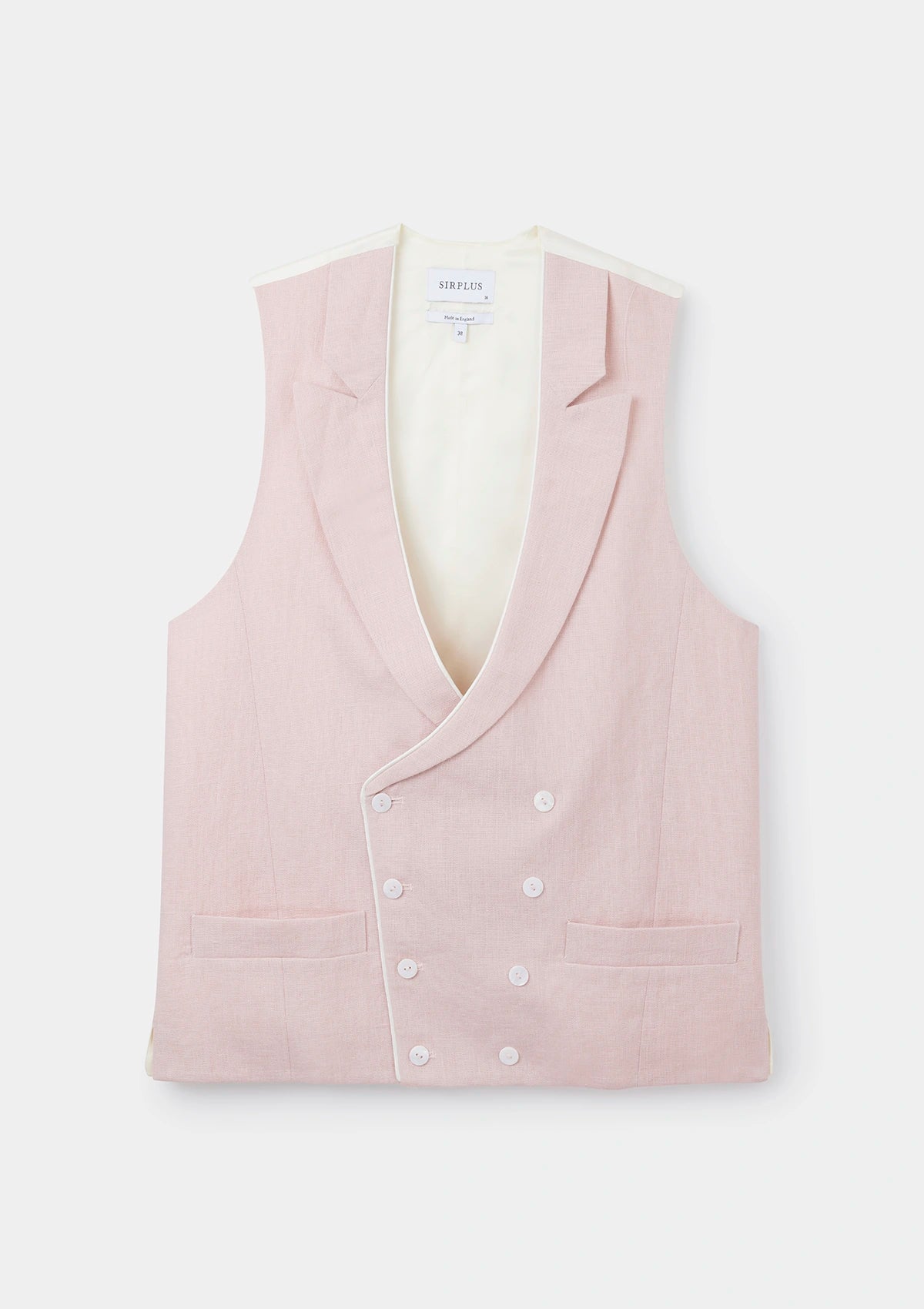 Dusty Pink Peak Lapel Double-Breasted Waistcoat, Double Breasted Waistcoats - SIRPLUS