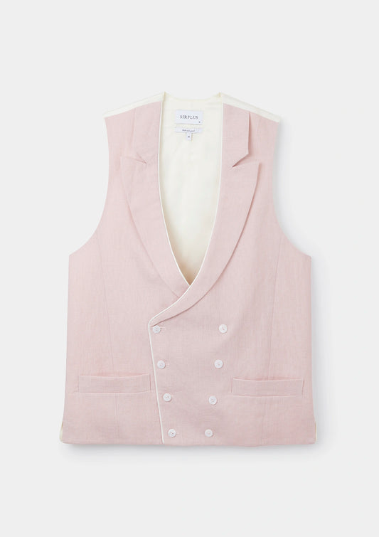 Dusty Pink Peak Lapel Double-Breasted Waistcoat, Double Breasted Waistcoats - SIRPLUS