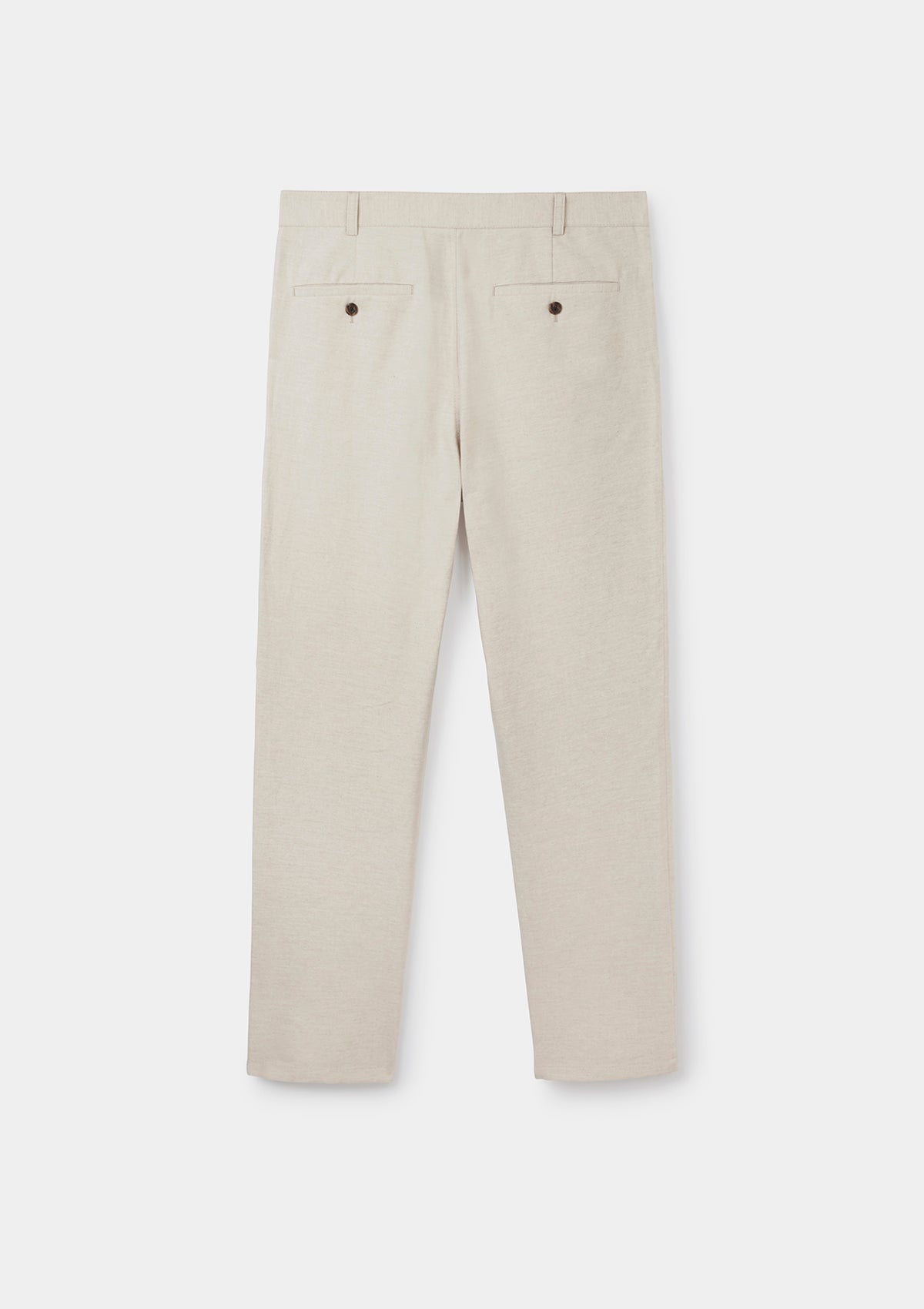 Ecru Cotton Linen Chinos, Casual Trousers - SIRPLUS