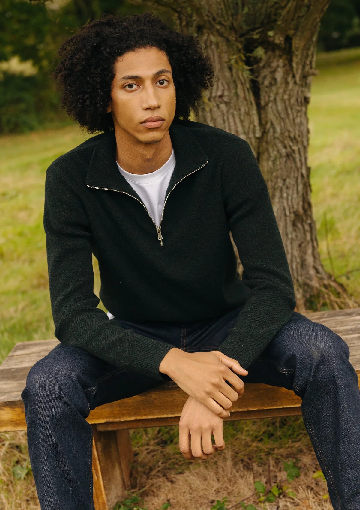 Forest Green Merino Half Zip Jumper, Knitwear - SIRPLUS