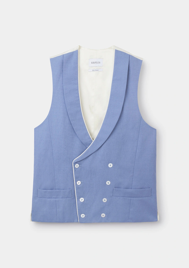 Forget Me Not Shawl Lapel Double Breasted Waistcoat, Double Breasted Waistcoats - SIRPLUS