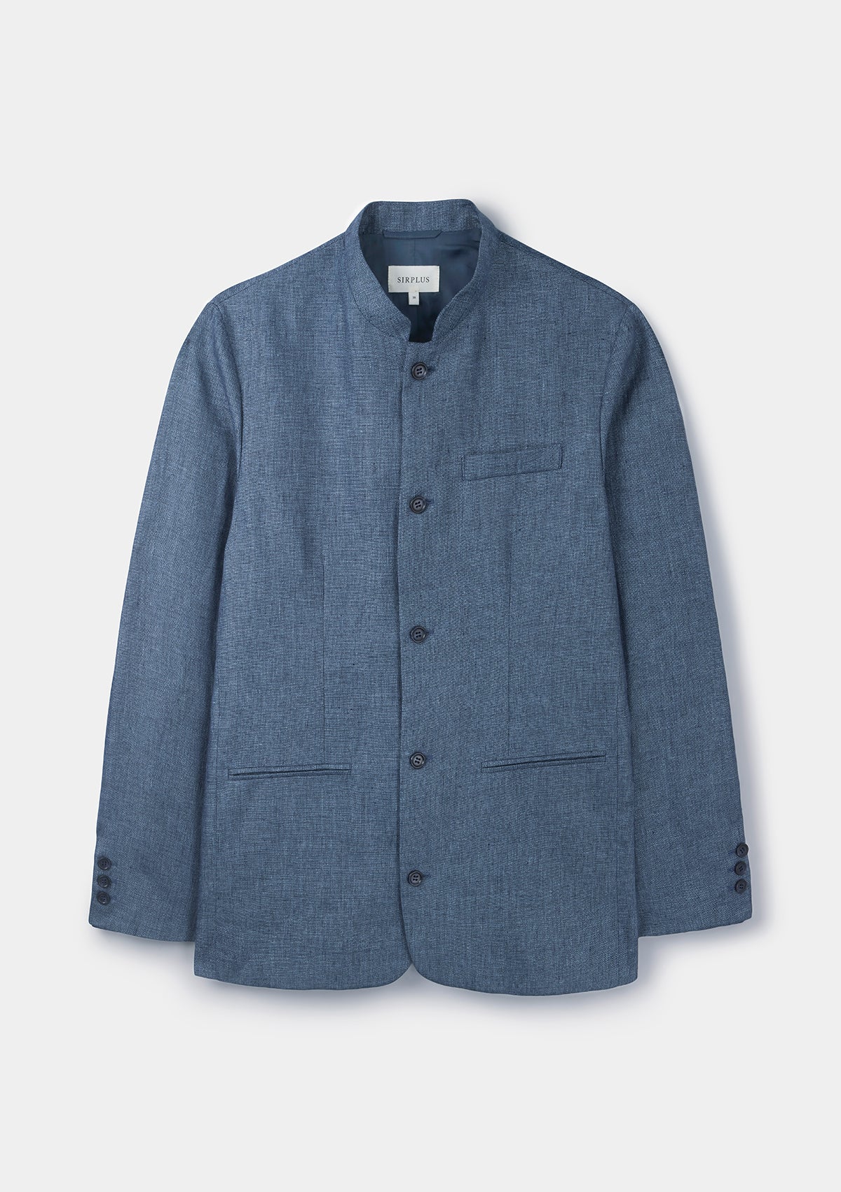 French Blue Linen Nehru Jacket | SIRPLUS