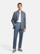 French Blue Linen Formal Trousers, Formal Trousers - SIRPLUS