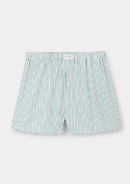 Pale Green Stripe Cotton Boxer Shorts, Boxer Shorts - SIRPLUS