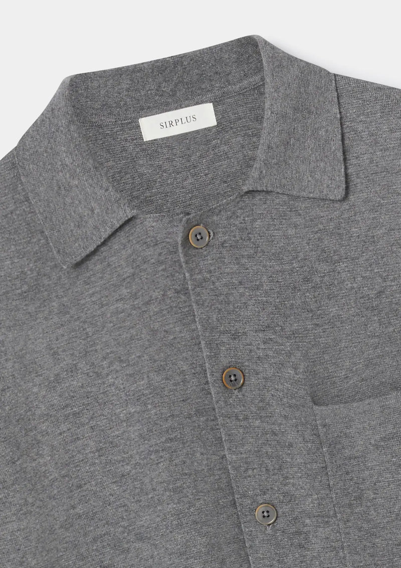 Grey Merino Knit Polo Shirt, Knitwear - SIRPLUS