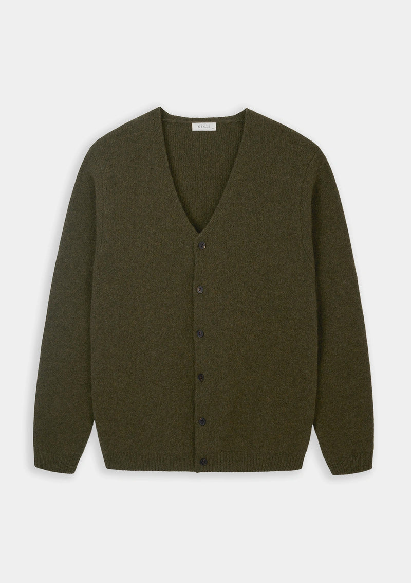 Green Brushed Wool Cashmere Cardigan, Knitwear - SIRPLUS