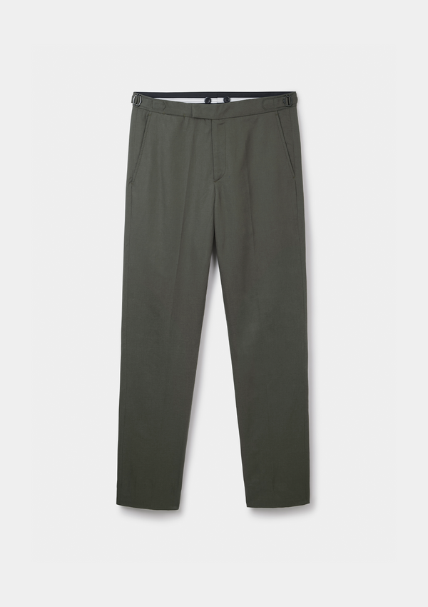 Green Cotton Linen Formal Trousers, Formal Trousers - SIRPLUS