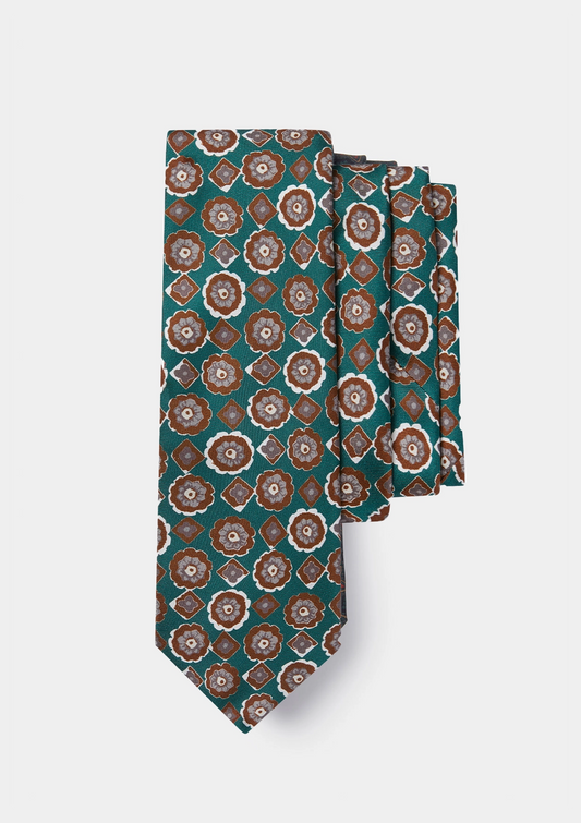 Green Floral Silk Tie, Ties - SIRPLUS