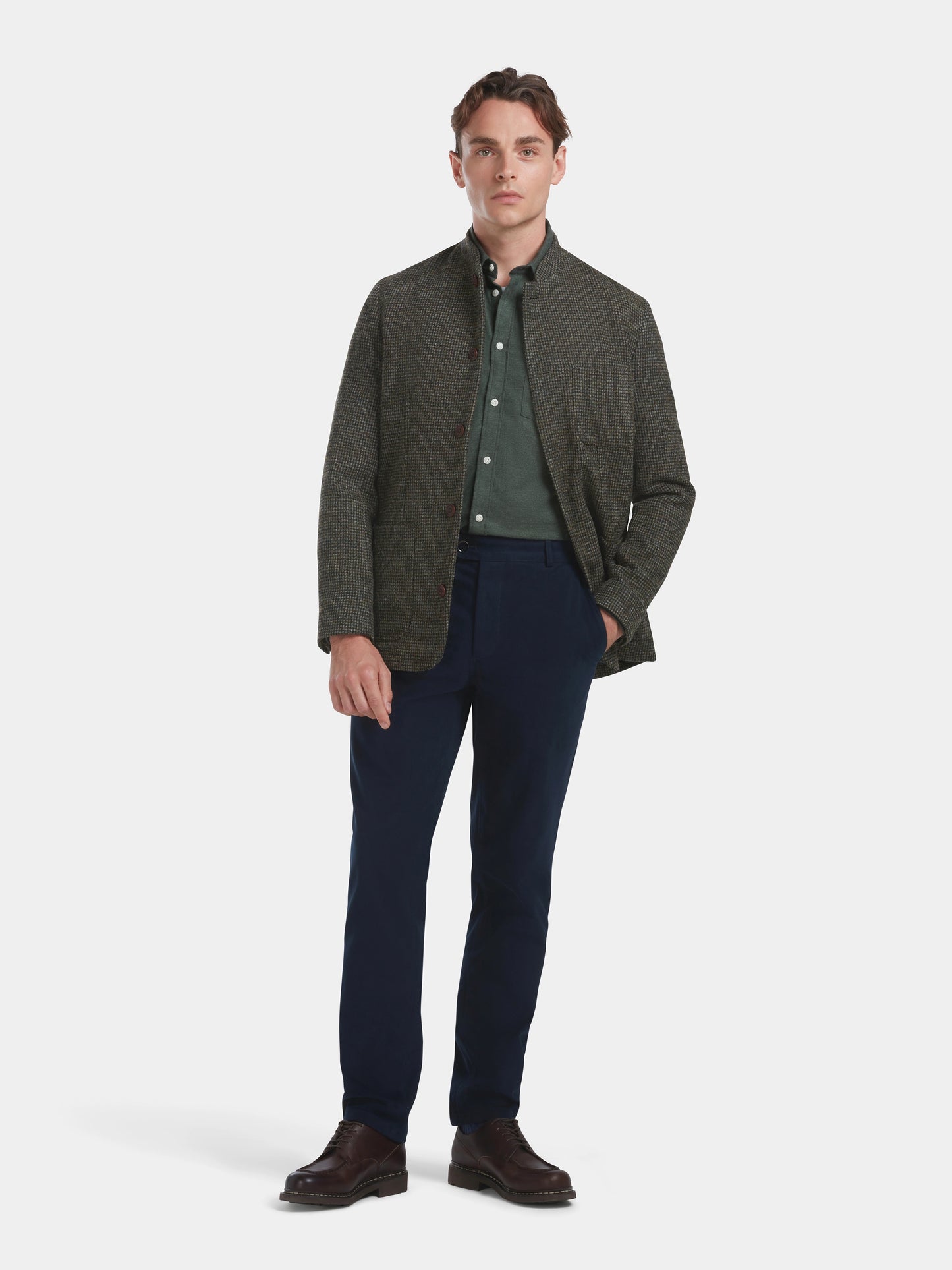 Green Harris Tweed Nehru Jacket, Nehru Jackets - SIRPLUS