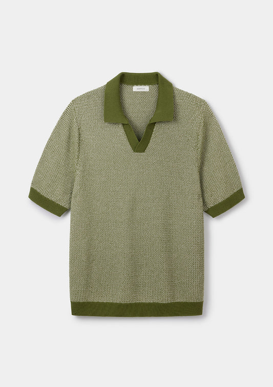 Green Melange Knit Resort Polo, Polo Shirts - SIRPLUS