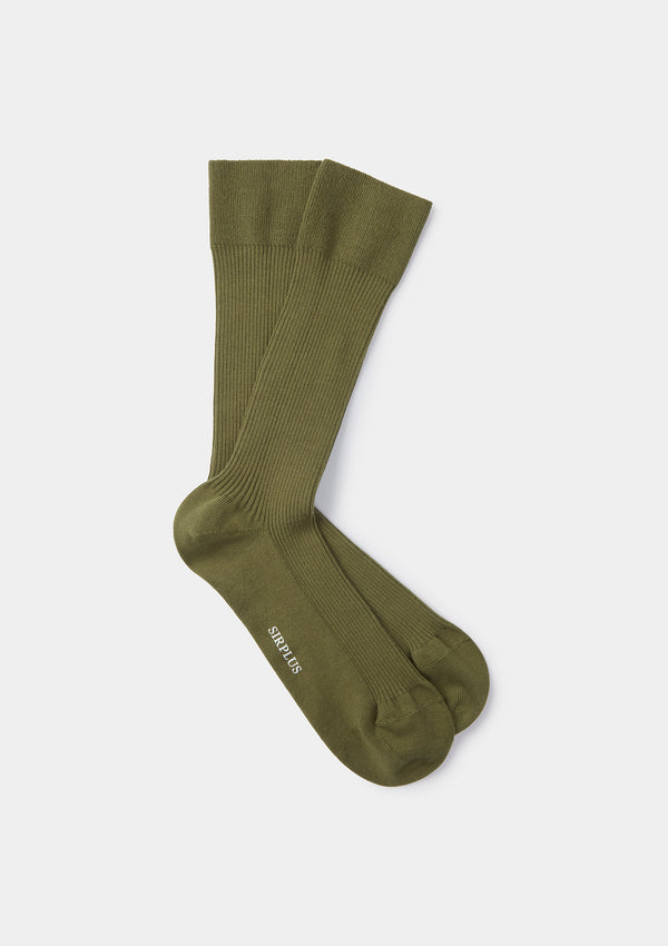 Green Cotton Ribbed Socks, Socks - SIRPLUS