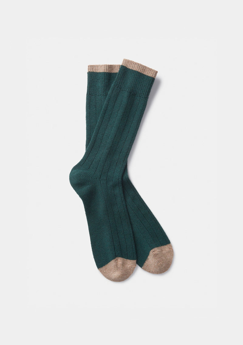 Green Wool Cashmere Blend Socks, Socks - SIRPLUS