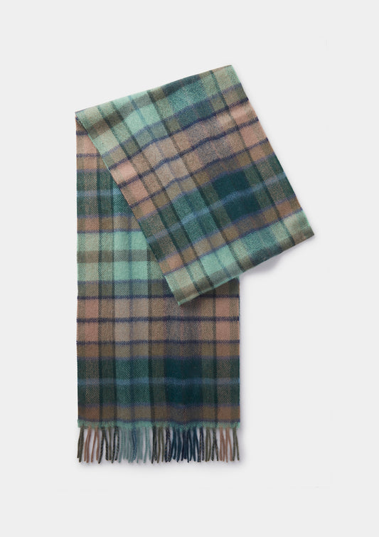 Green & Beige Tartan Cashmere Scarf, Scarf - SIRPLUS