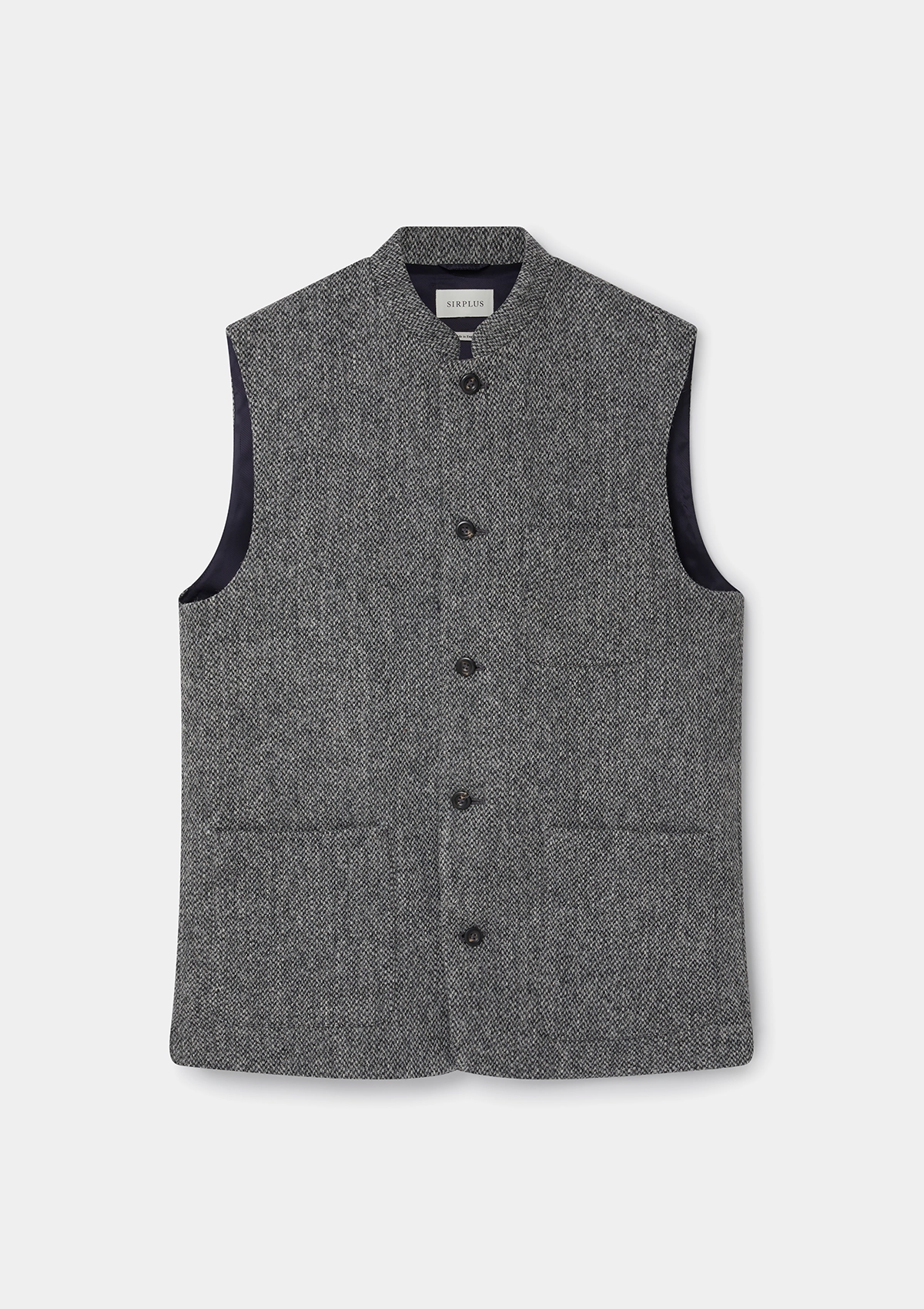 Grey Harris Tweed Nehru Waistcoat, Nehru Waistcoats - SIRPLUS