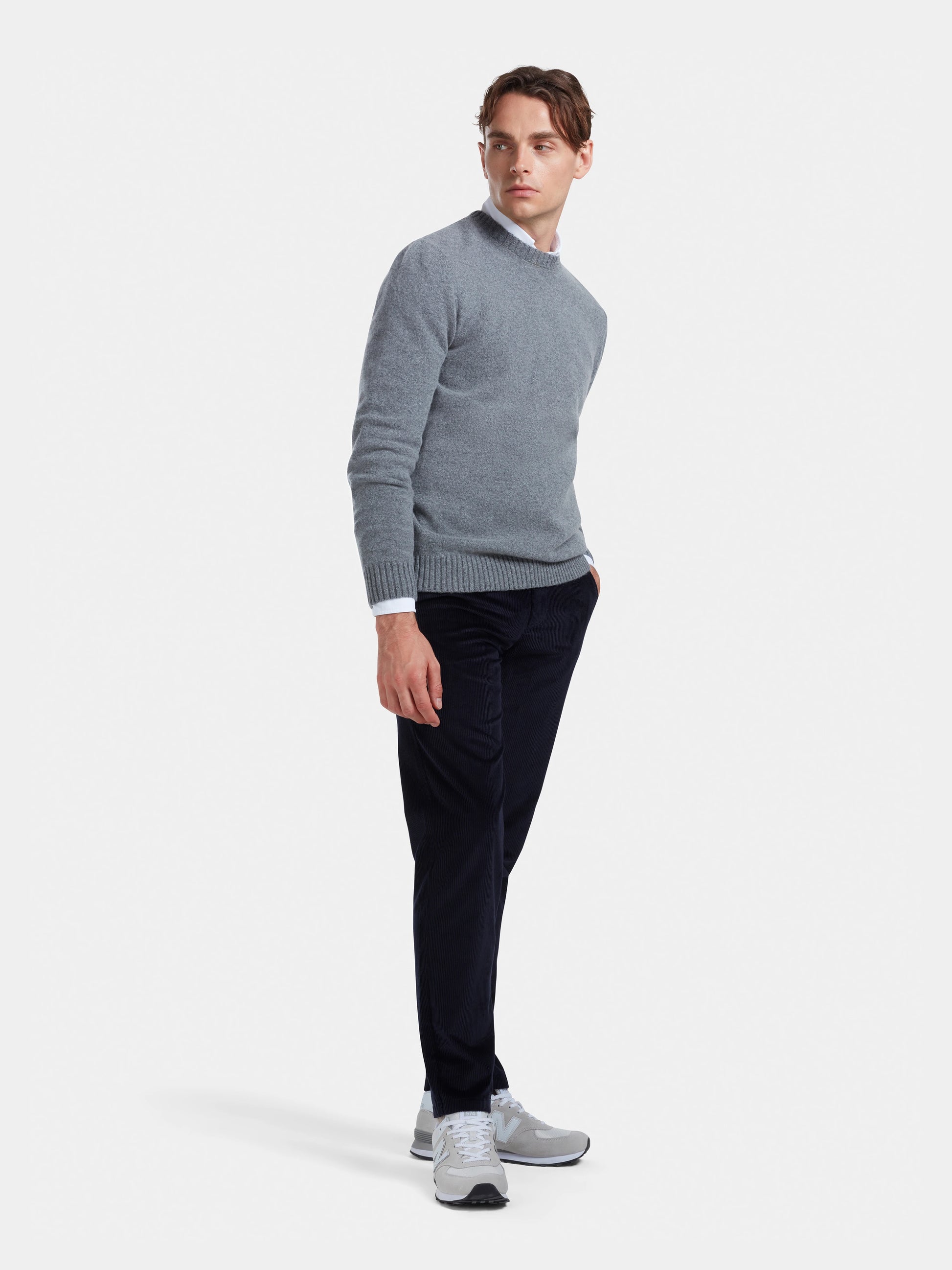 Grey Lambswool Crew Neck Jumper, Knitwear - SIRPLUS