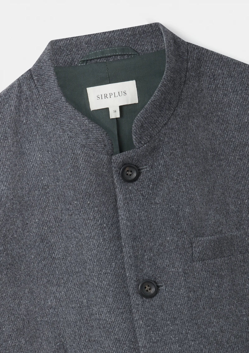 Grey Melange Wool Cashmere Nehru Jacket, Nehru Jackets - SIRPLUS