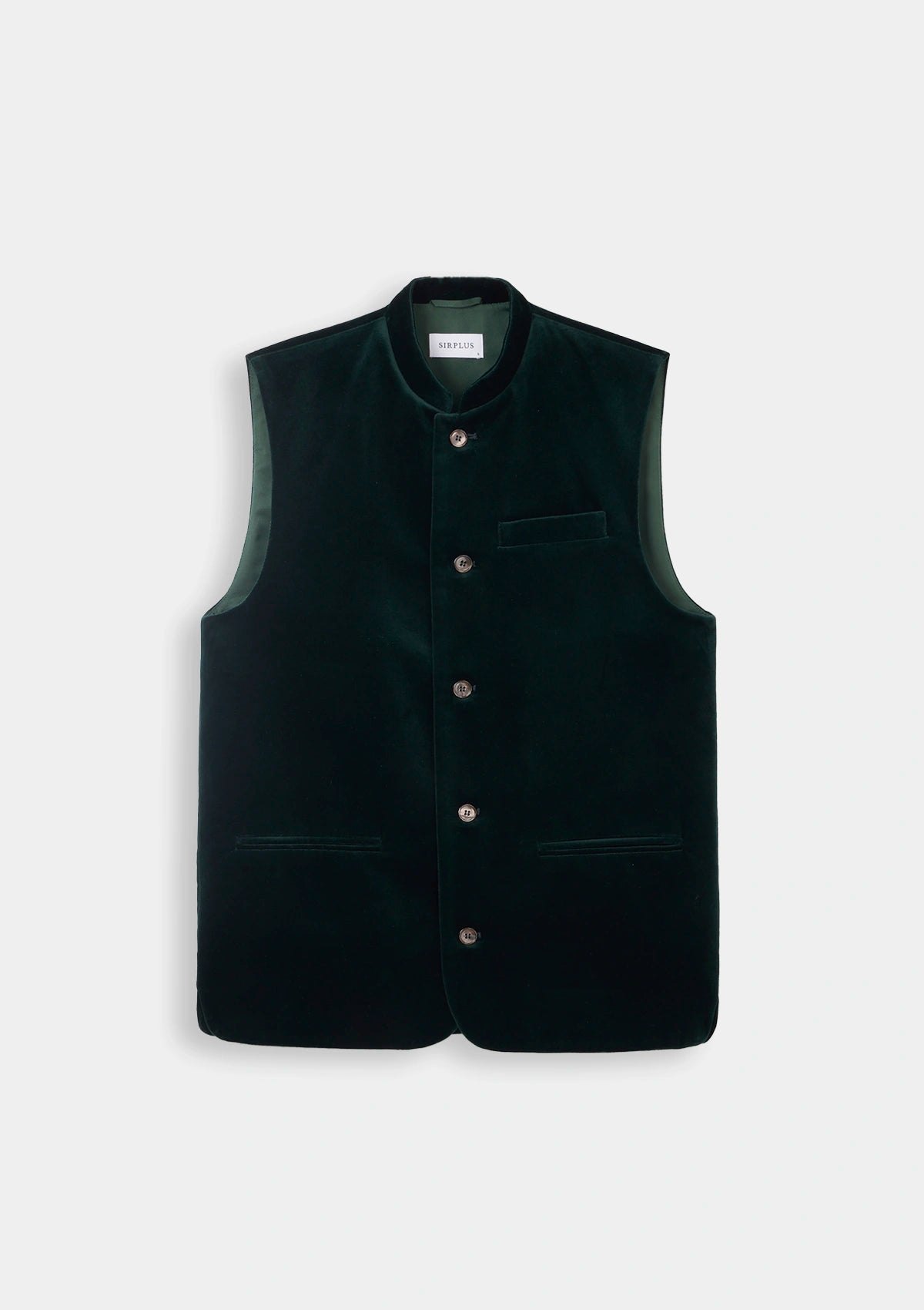 Forest Green Organic Velvet Nehru Waistcoat