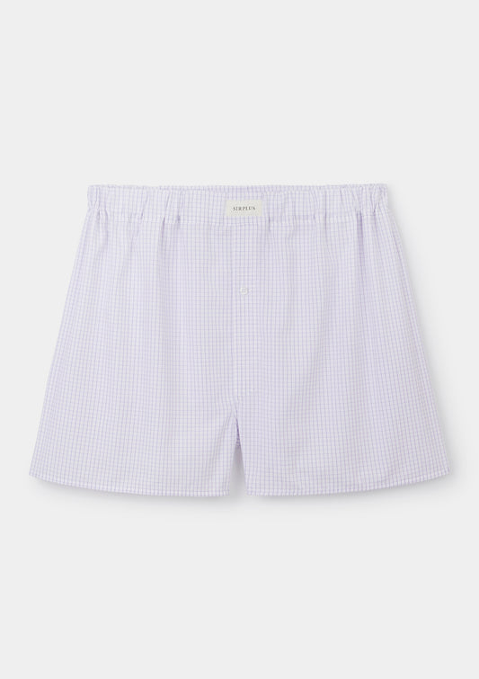 Lilac Check Cotton Boxer Shorts, Boxer Shorts - SIRPLUS