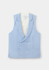 Light Blue Peak Lapel Double-Breasted Waistcoat, Double Breasted Waistcoat - SIRPLUS