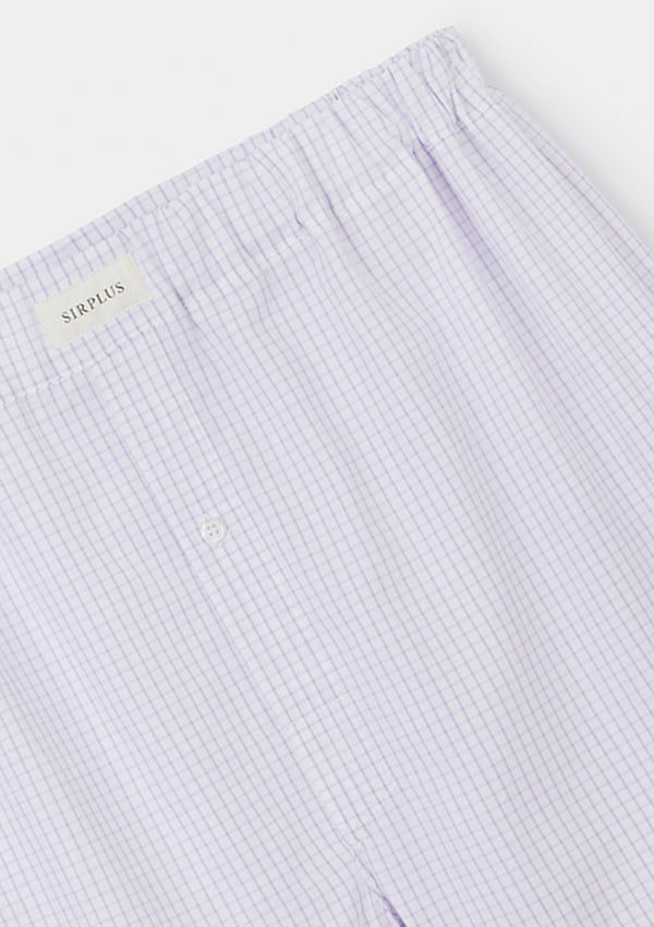 Lilac Check Cotton Boxer Shorts