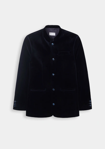 Midnight Navy Organic Velvet Nehru Jacket SIRPLUS