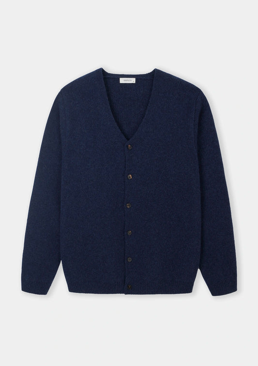 Navy Brushed Wool Cashmere Cardigan, Knitwear - SIRPLUS