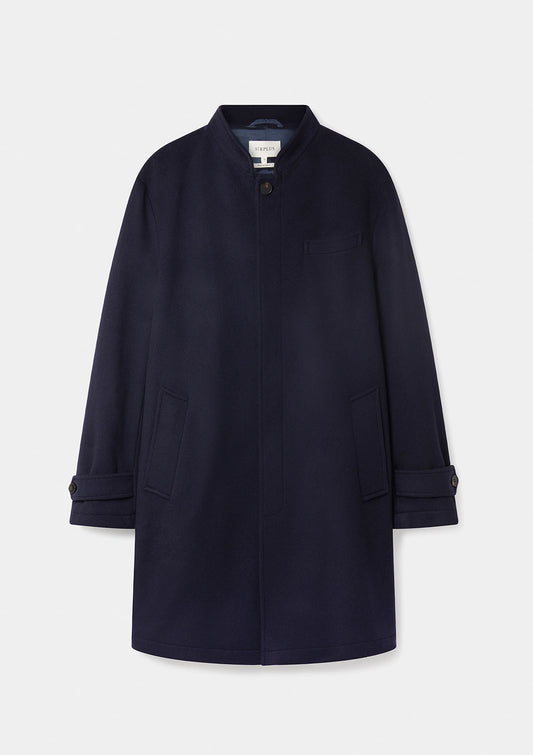 Navy Cashmere Nehru Overcoat, Coats - SIRPLUS