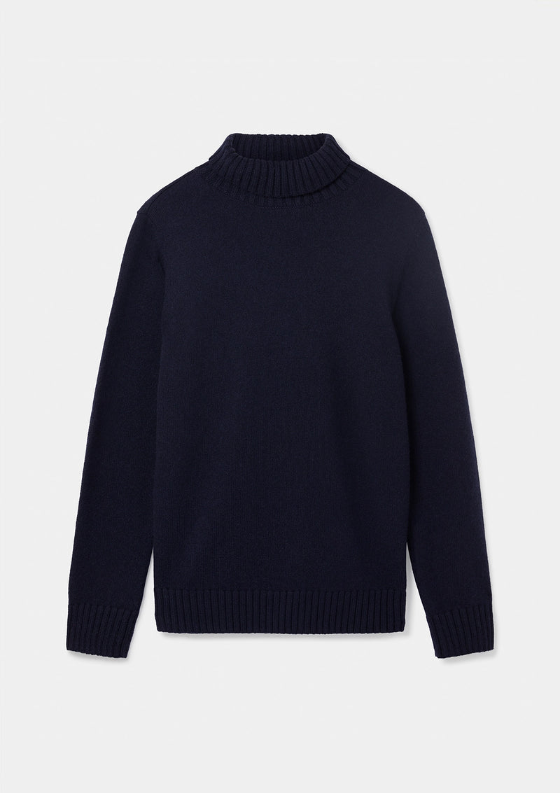 Navy blue 2025 cashmere turtleneck sweater