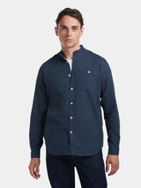 Navy Cotton Cashmere Grandad Shirt, Grandad Shirt - SIRPLUS